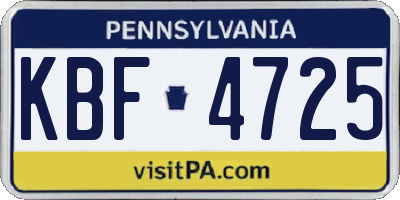 PA license plate KBF4725