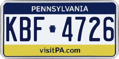 PA license plate KBF4726