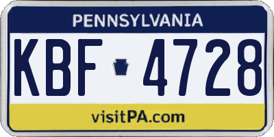 PA license plate KBF4728