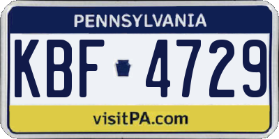 PA license plate KBF4729