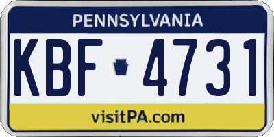 PA license plate KBF4731