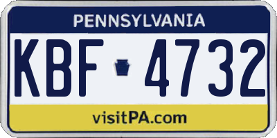 PA license plate KBF4732