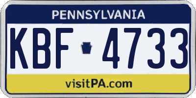 PA license plate KBF4733