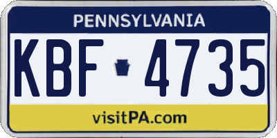 PA license plate KBF4735