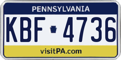PA license plate KBF4736