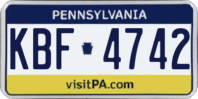 PA license plate KBF4742