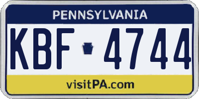 PA license plate KBF4744