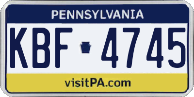 PA license plate KBF4745