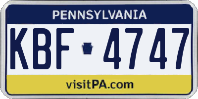 PA license plate KBF4747