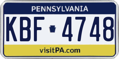 PA license plate KBF4748