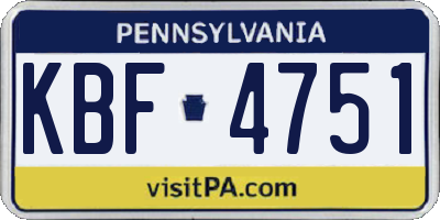 PA license plate KBF4751