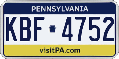 PA license plate KBF4752