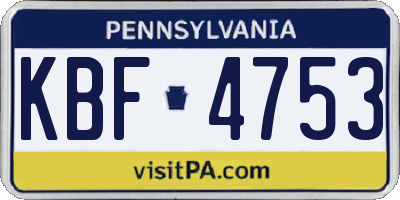 PA license plate KBF4753