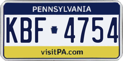 PA license plate KBF4754