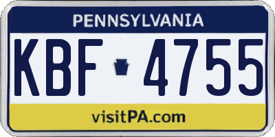 PA license plate KBF4755