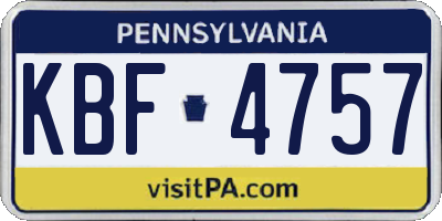 PA license plate KBF4757