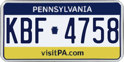PA license plate KBF4758