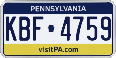 PA license plate KBF4759