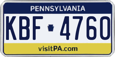 PA license plate KBF4760