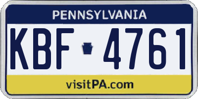 PA license plate KBF4761