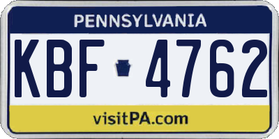 PA license plate KBF4762