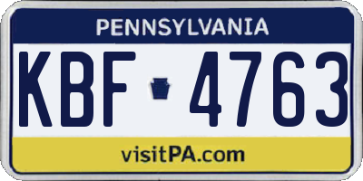 PA license plate KBF4763