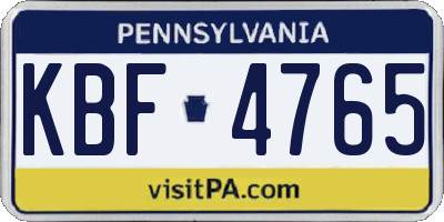 PA license plate KBF4765