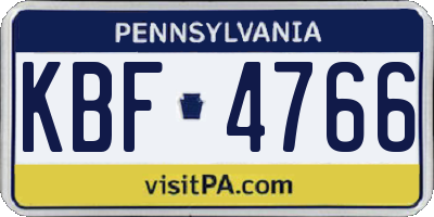 PA license plate KBF4766