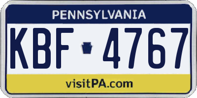 PA license plate KBF4767