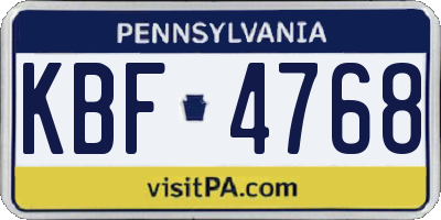 PA license plate KBF4768
