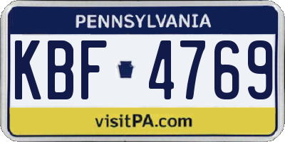 PA license plate KBF4769