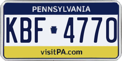 PA license plate KBF4770