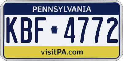 PA license plate KBF4772