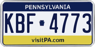 PA license plate KBF4773
