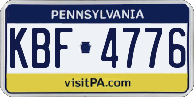 PA license plate KBF4776
