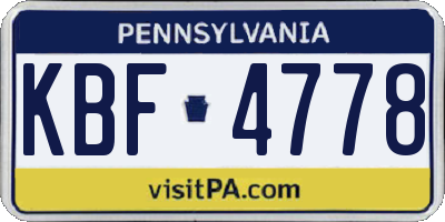PA license plate KBF4778