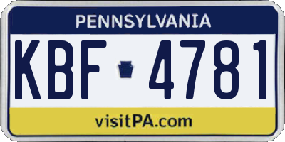 PA license plate KBF4781