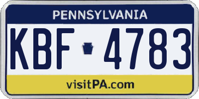PA license plate KBF4783