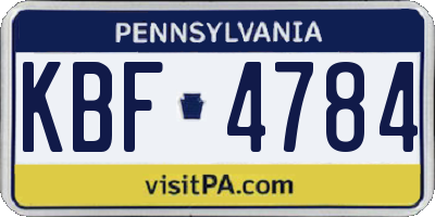 PA license plate KBF4784