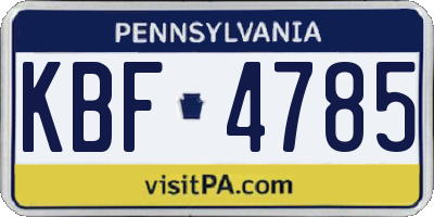 PA license plate KBF4785