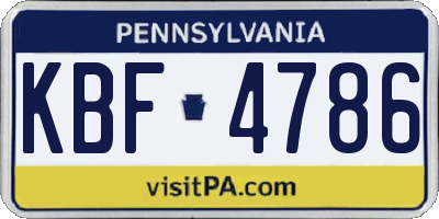 PA license plate KBF4786