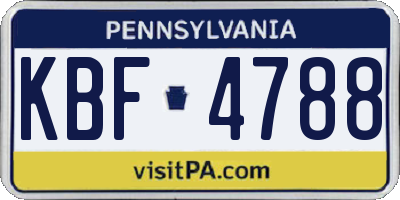 PA license plate KBF4788
