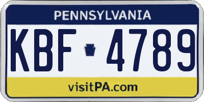 PA license plate KBF4789