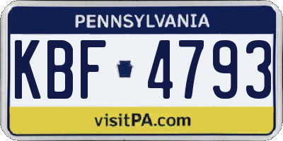PA license plate KBF4793