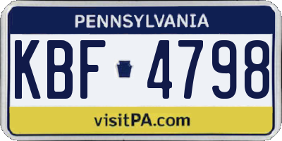 PA license plate KBF4798