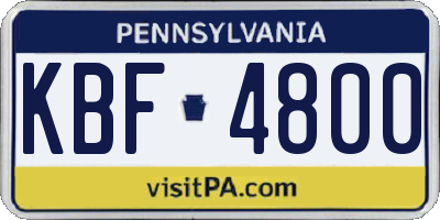 PA license plate KBF4800