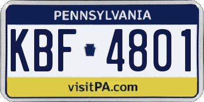 PA license plate KBF4801