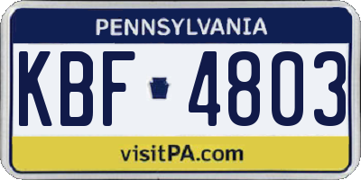 PA license plate KBF4803
