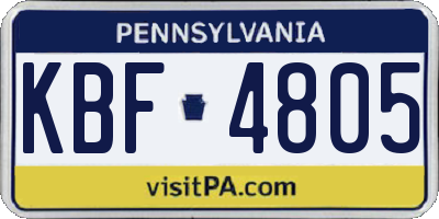 PA license plate KBF4805