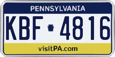 PA license plate KBF4816